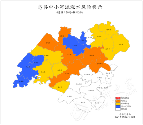 忠县中小河流涨水风险提示